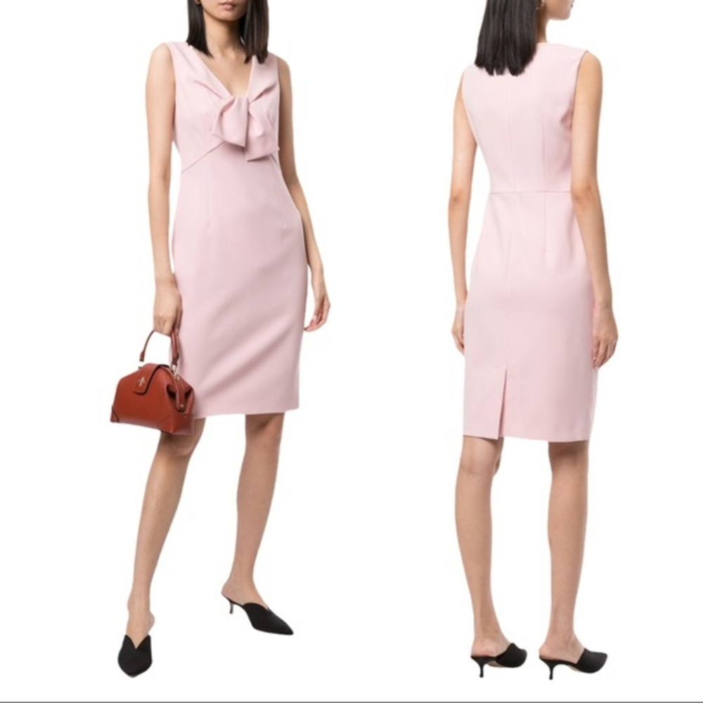 NWT Paule Ka Tie Detail Crepe Satin Sheath Dress